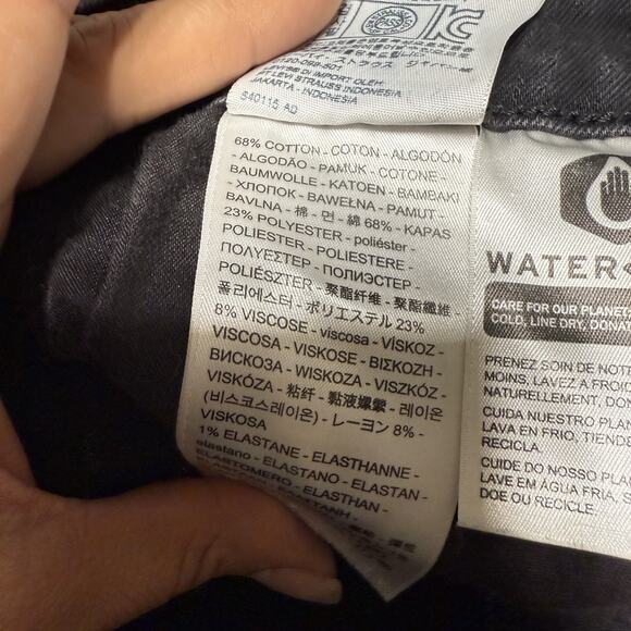 Levis 721 Jeans Womens 29x34 Black Dark Wash Cotton Stretch Straight Slim Fit - Picture 7 of 13